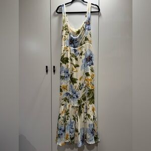 NWOT Reformation Floral Maxi double straps Dress with Blue and Yellow Flowers